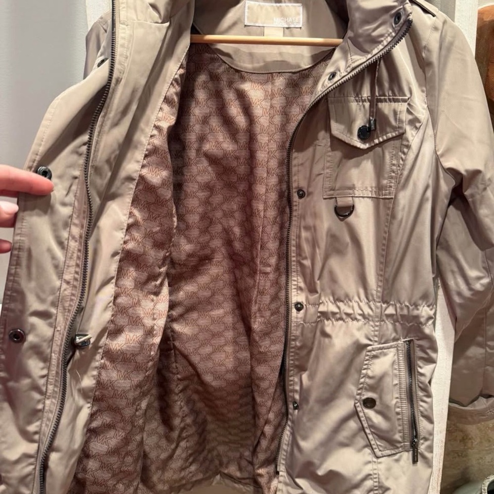 MICHAEL Michael Kors Taupe Utility Jacket with Signature Lining